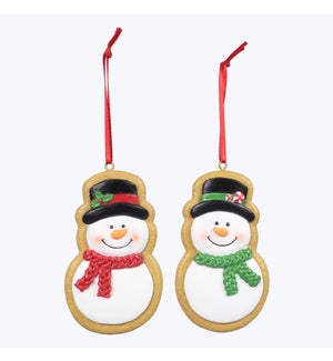 Resin Cocoa and Cookies Snowman Christmas Ornaments, 2 Ast.