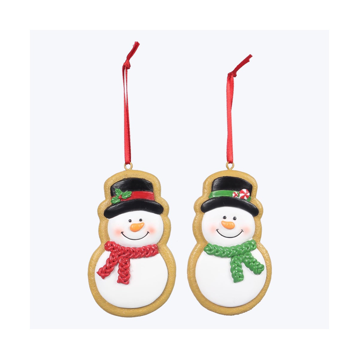 Resin Cocoa and Cookies Snowman Christmas Ornaments, 2 Ast