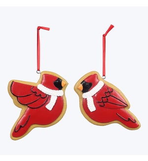Resin Cocoa and Cookies Cardinal Christmas Ornaments, 2 Ast.