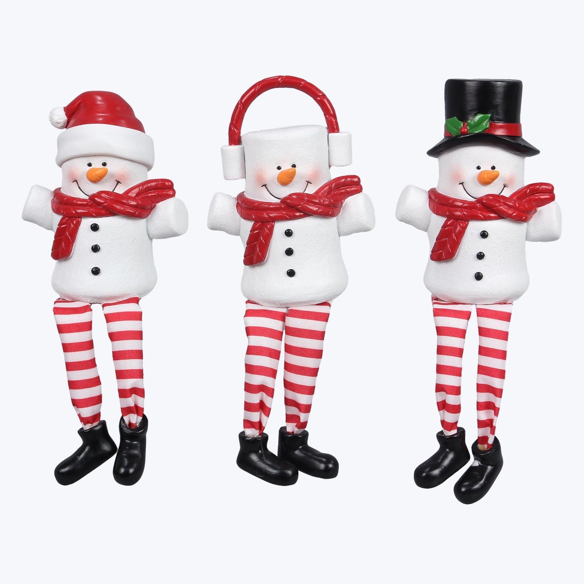 Resin Cocoa and Cookies Snowman Shelf Sitter Christmas Ornaments, 3 Ast