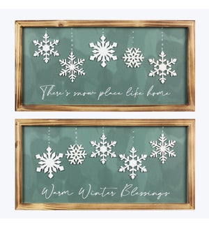 Wood Frosty Winter Wall Sign, 2 Ast