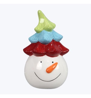 Ceramic Colorful Christmas Snowman Figurine