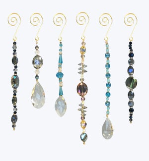 Glass Christmas Jewel Ornaments,6 Ast