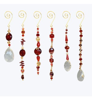 Glass Christmas Jewel Ornaments,6 Ast