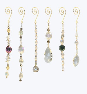 Glass Christmas Jewel Ornaments,6 Ast