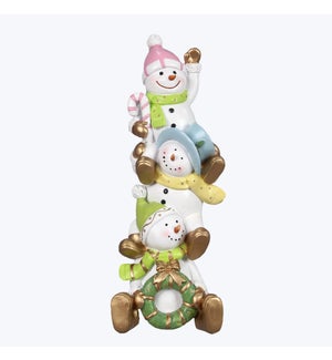 Resin Colorful Christmas Stacked Snowman