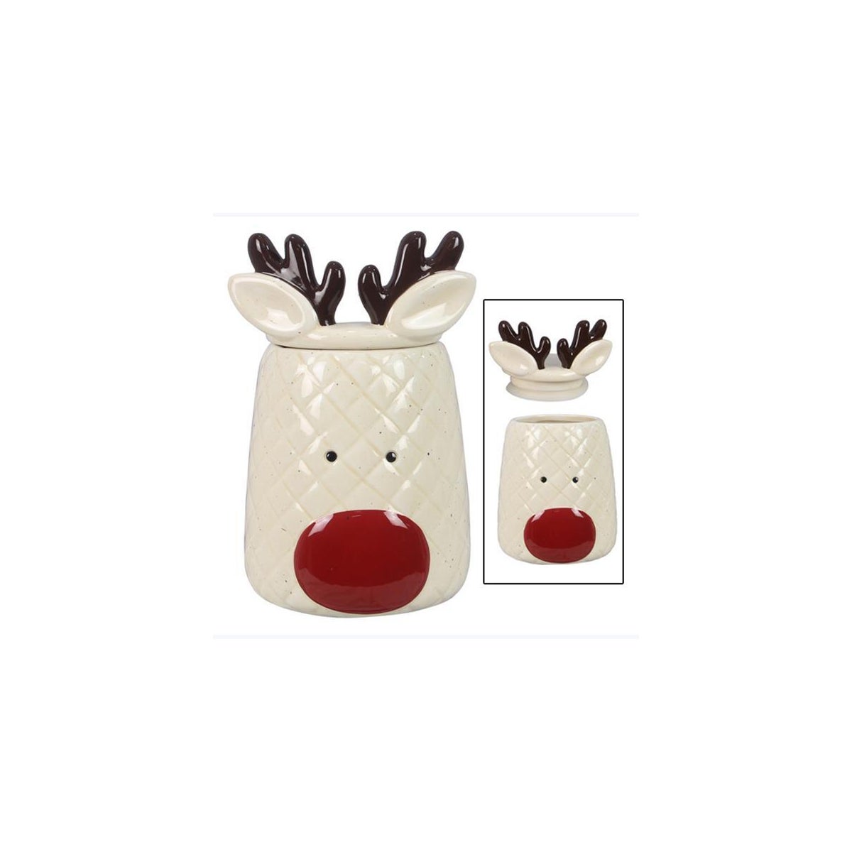 Ceramic Traditional Christmas Reindeer Goodie Jar