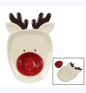 Ceramic Traditional Christmas Reindeer Divided Serving Tray