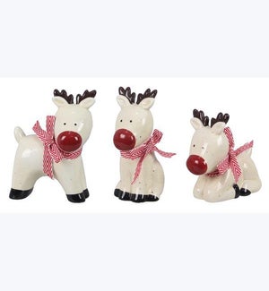 Ceramic Traditional Christmas Reindeer Figurine 3 Ast