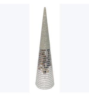 Beaded Cone Tree with Mosaic Disco Tile
