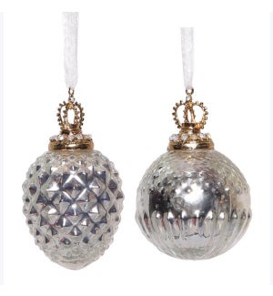 Mercury Glass Christmas Ball Ornaments 2 Ast