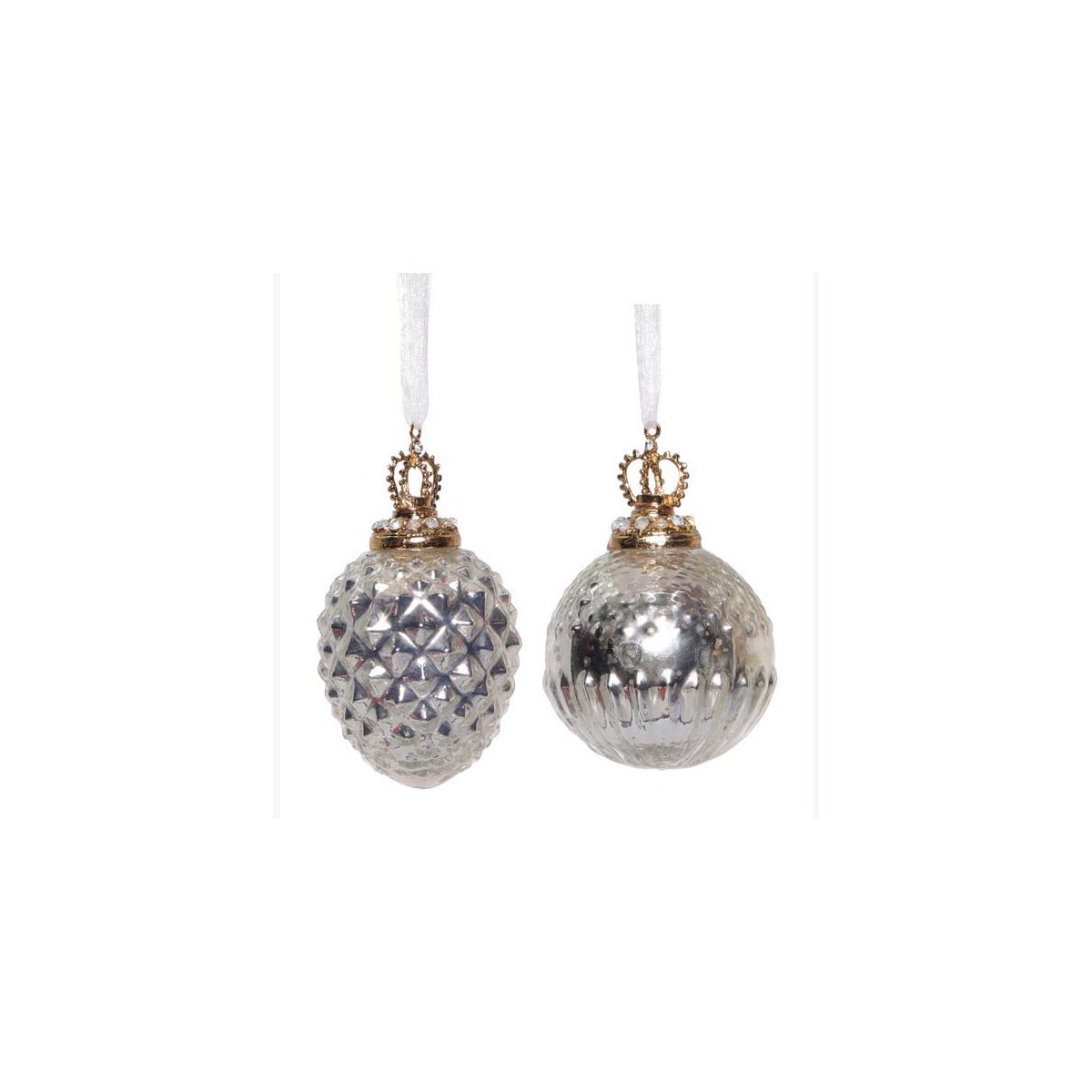 Mercury Glass Christmas Ball Ornaments 2 Ast