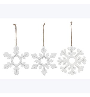 Metal Snowflake Ornament with Silver Accent 3 Ast
