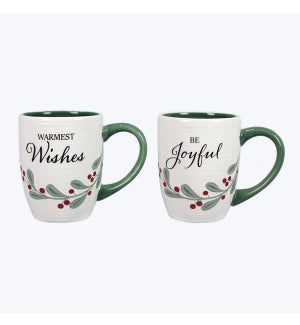 Ceramic Mugs, Warmest Wishes & Be Joyful 2 Ast