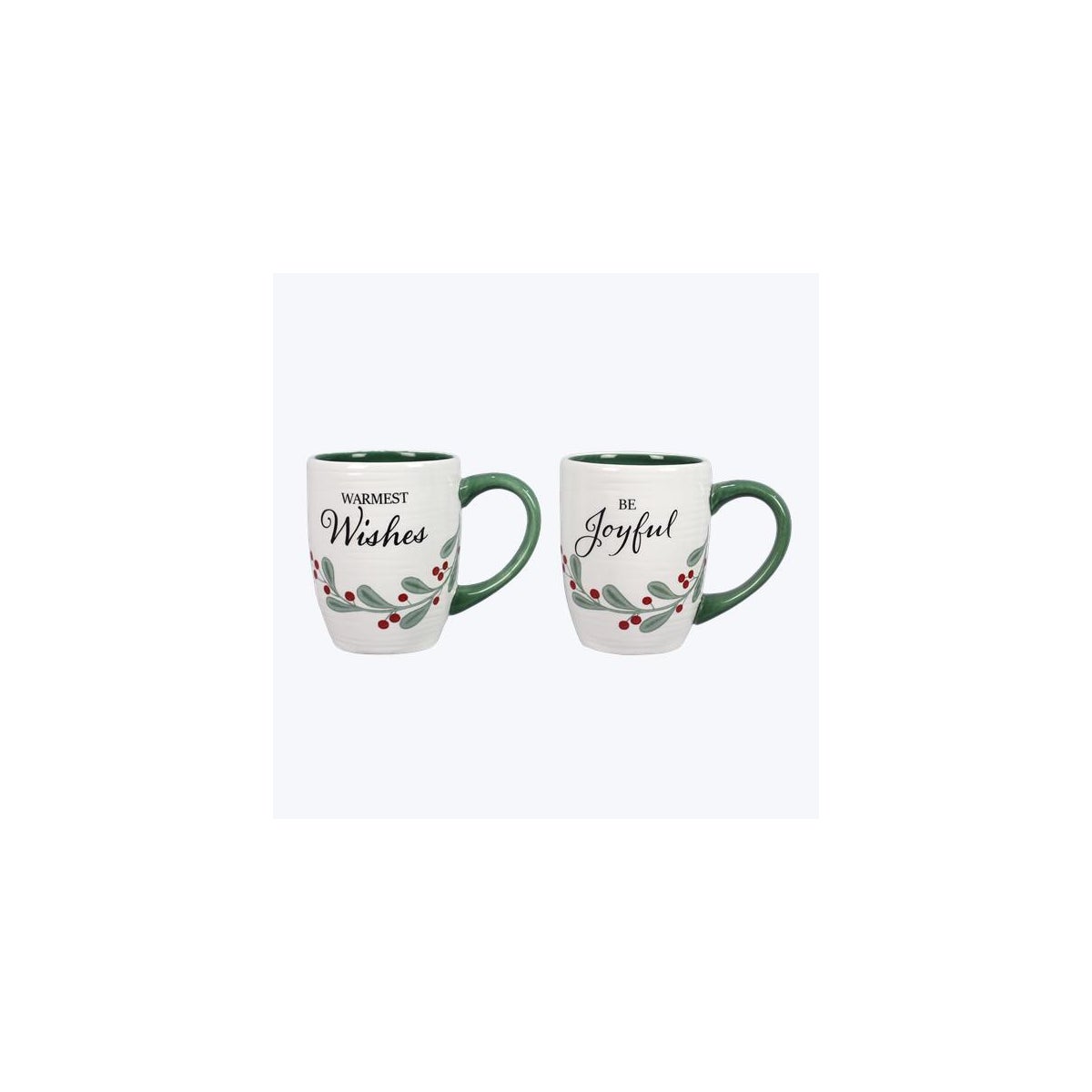 Ceramic Mugs, Warmest Wishes & Be Joyful 2 Ast