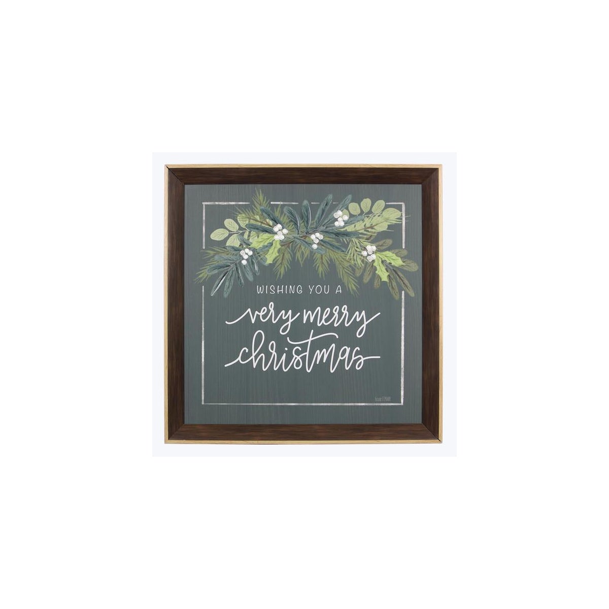 Framed Canvas Christmas Mistletoe Branch Wall Sign