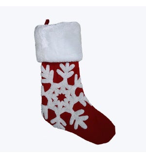 Cotton Stocking with Embroidered Snowflake