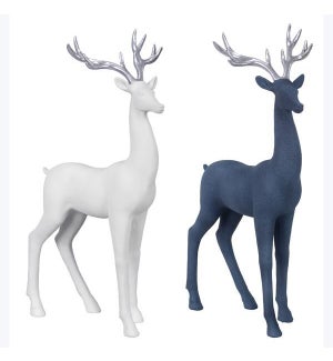 Resin Blue/White Deer with Silver Antlers, 2 Ast