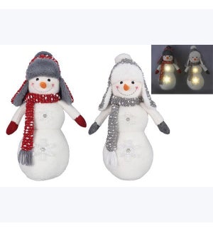 Fabric Snowman With Led light 2 Ast