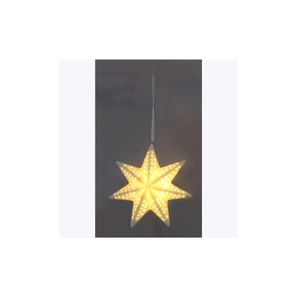 Ceramic Christman Star Shaped Ornament LED