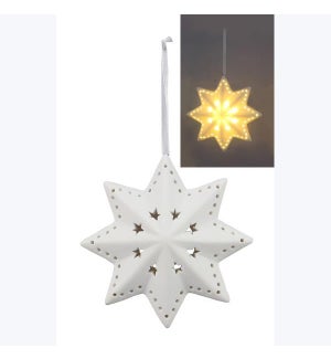 Ceramic Christmas Star Shaped Ornament LED