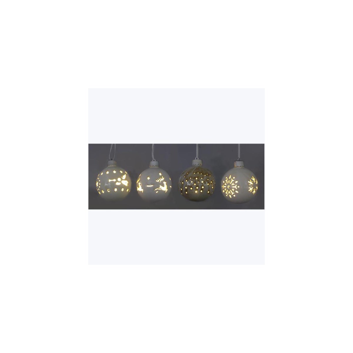 Ceramic Christmas Ball Ornaments LED 4 Ast