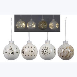 Ceramic Christmas Ball Ornaments LED 4 Ast