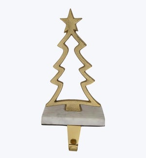 Metal and Marble Gold Tree Christmas Stocking Hanger