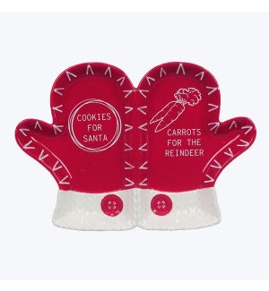Ceramic Red & White Mitten Shaped Divided Plate