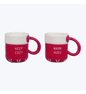 Ceramic Red & White Mini Cups 2 Ast