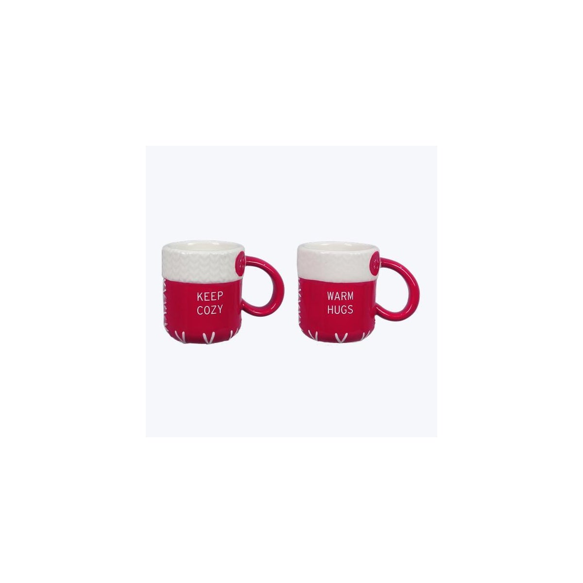 Ceramic Red & White Mini Cups 2 Ast