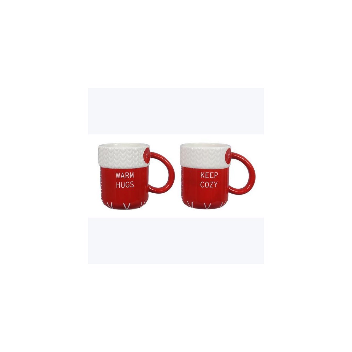 Ceramic Red & White Mitten Shaped Mug, 2 Ast