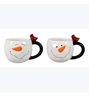 Ceramic Snowman Mug with Cardinal 2 Ast