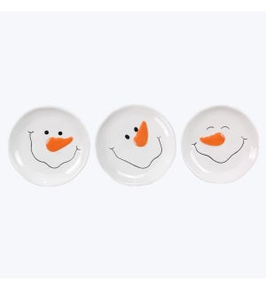 Ceramic Snowman Face Trinket Dish 3 Ast