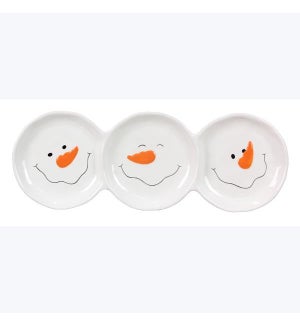 Ceramic Divided Plate with Snowman Face