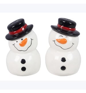 Ceramic Snowman Salt & Pepper Shakers 2/Set
