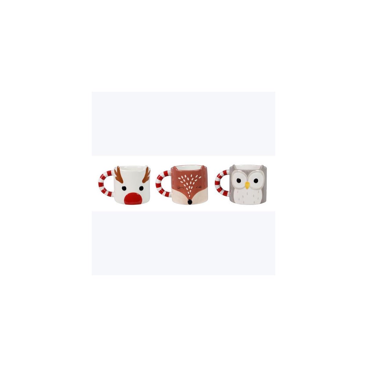 Ceramic Woodland Reindeer/Fox/Owl Mugs 3 Ast