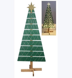 Wood Christmas Tree with Rice Lights