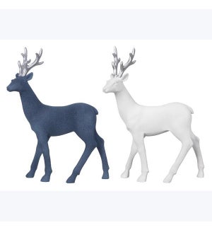 Resin Blue/White Deer with Silver Antlers 2 Ast