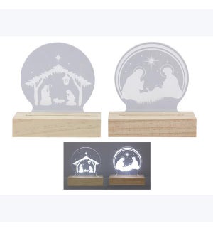 Acrylic Nativity Tabletop Sign LED w/ Timer 2 Ast
