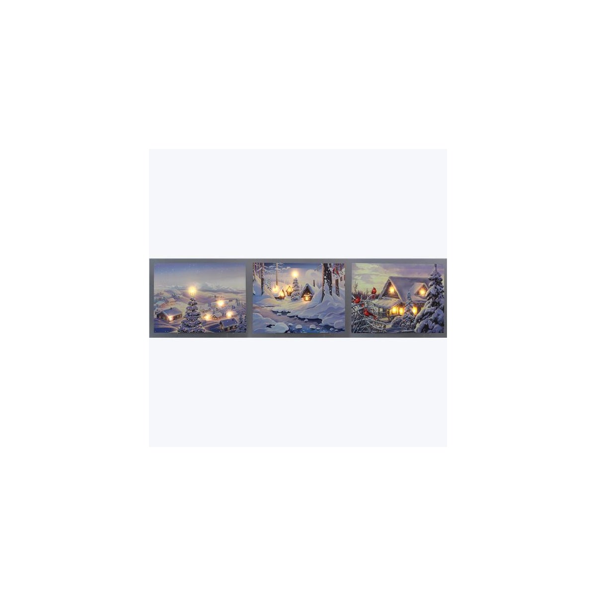 Canvas Winter Scene LED Wall Art with Timer 3 Ast