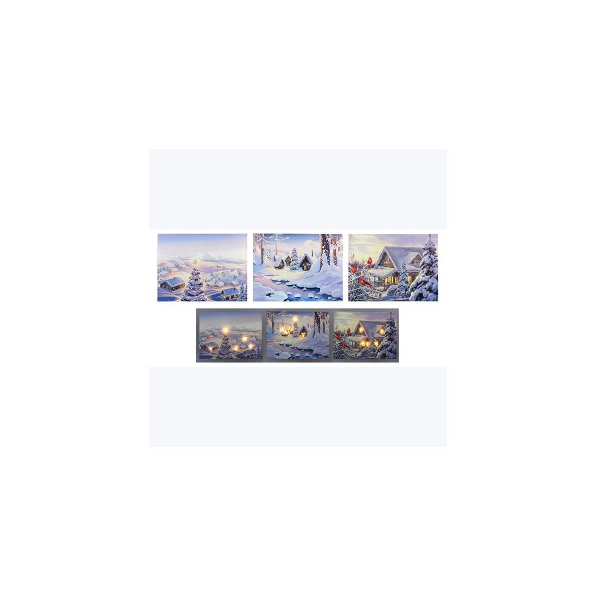 Canvas Winter Scene LED Wall Art with Timer 3 Ast