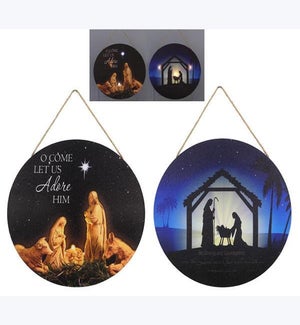 Canvas Nativity Light Up Wall Art with Timer 2 Ast