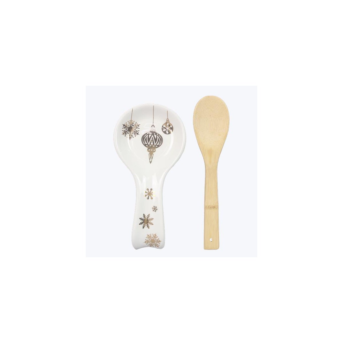 Ceramic Glitz Spoon Rest with Wooden Spoon