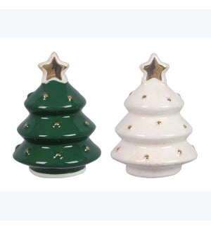 Ceramic Green & Copper Tree S/P Shakers 2/Set