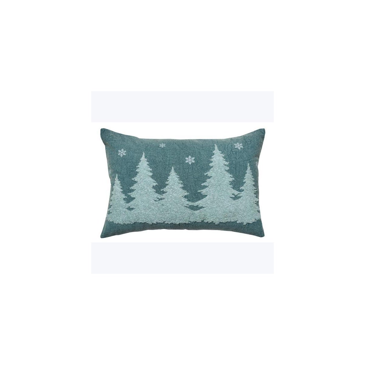 Cotton 20x14 Pillow Embroidered Tree and Snowflake