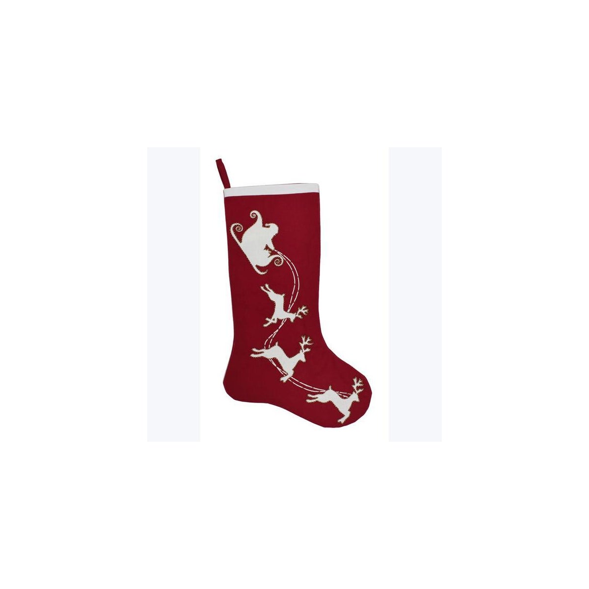 Cotton Embroidered Santa on Sled Stocking