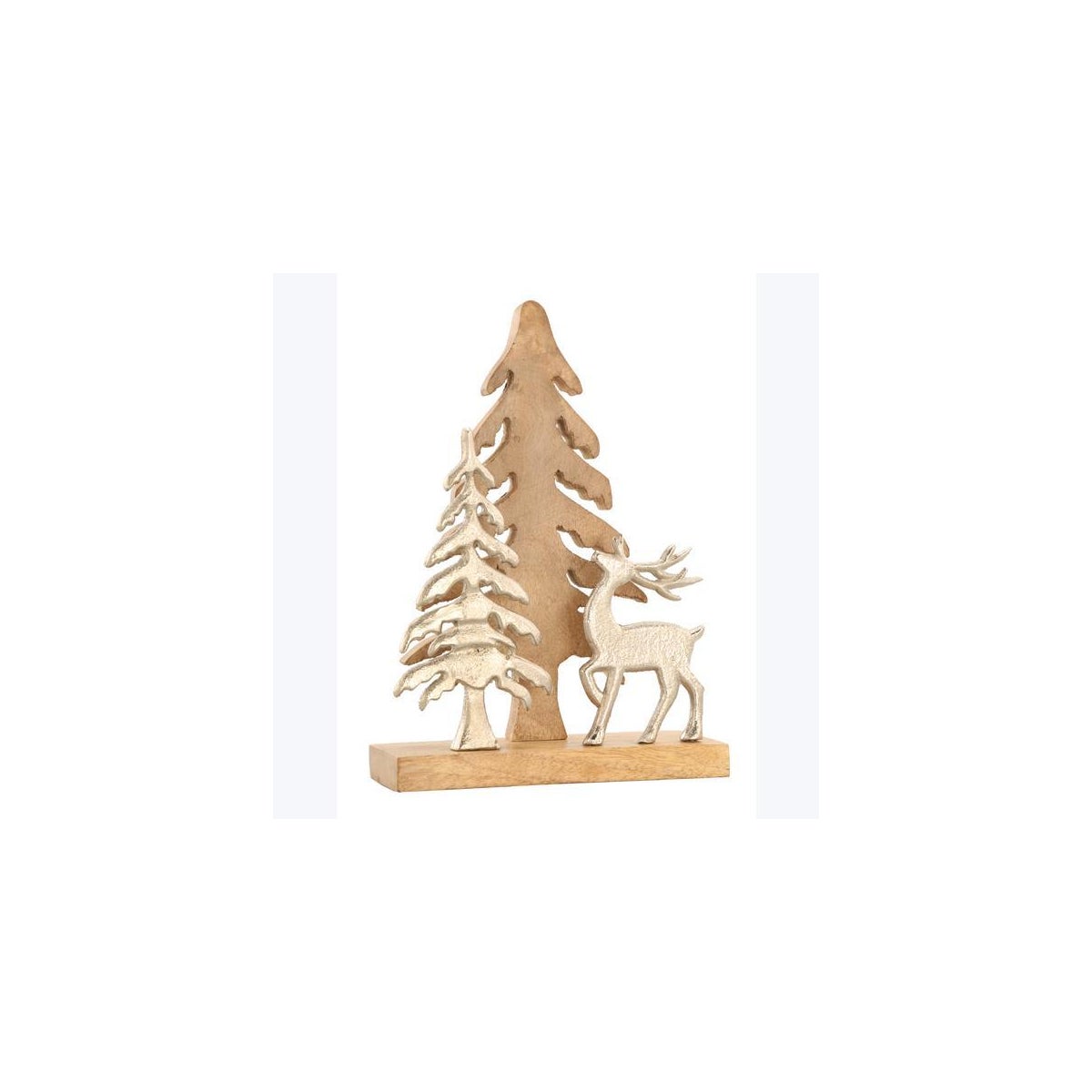 Wood and Metal Tree with Reindeer Tabletop