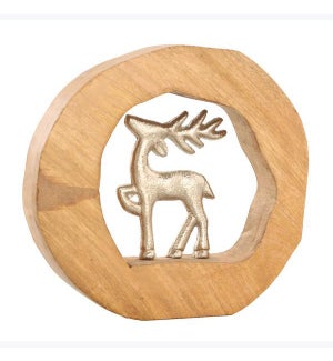 Mango Wood/Aluminum Tabletop Reindeer Silver