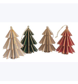 Wood Christmas Tree Ornaments 4 Ast